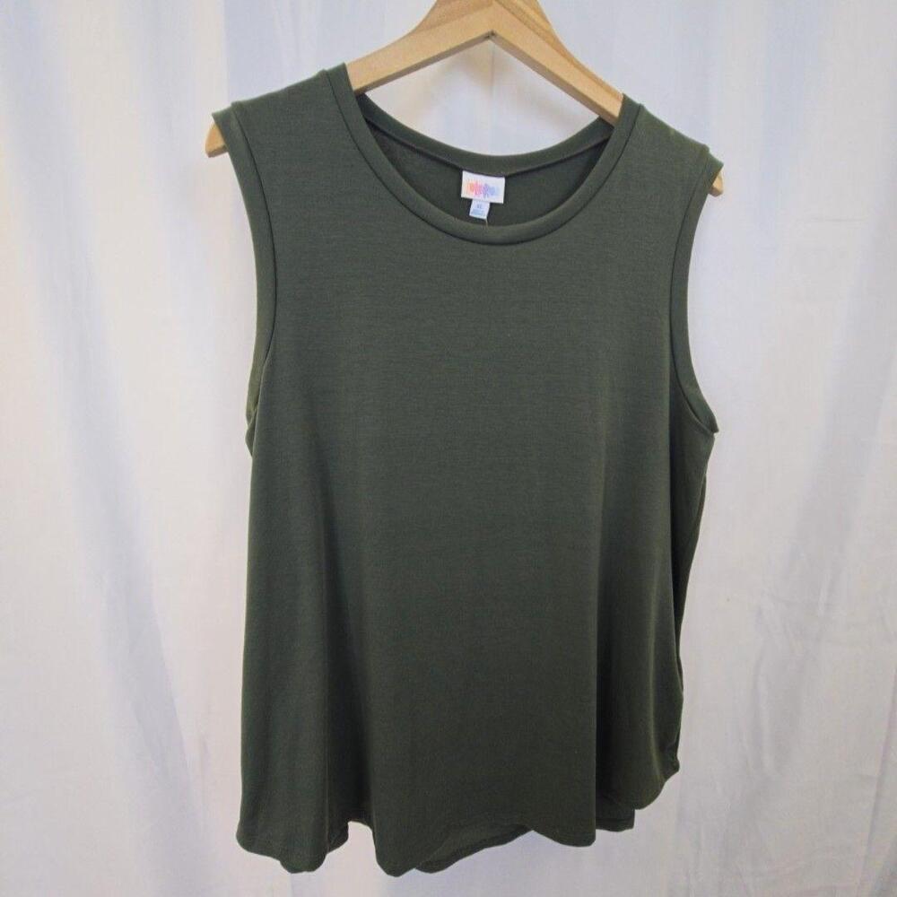 LuLaRoe Tank Top Womens XL Green Crew Neck Sleeveless Stretch Jersey Basic